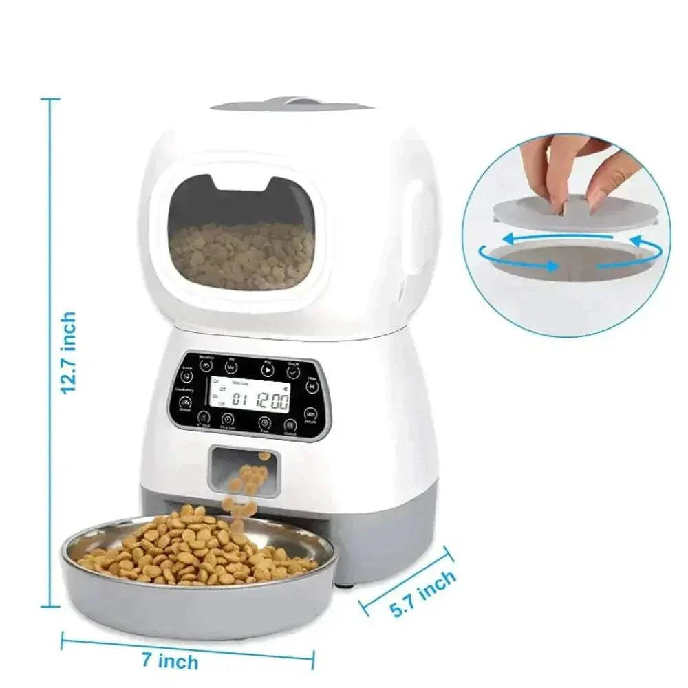 Automatic Pet FeederAutomatic Pet FeederPaws And PensWhy You Need an Automatic Pet Feeder
Now you can feed your pet on time even when you are not at home!

Flexible feeding time and quantity: The adjustable feeder can Paws and pens