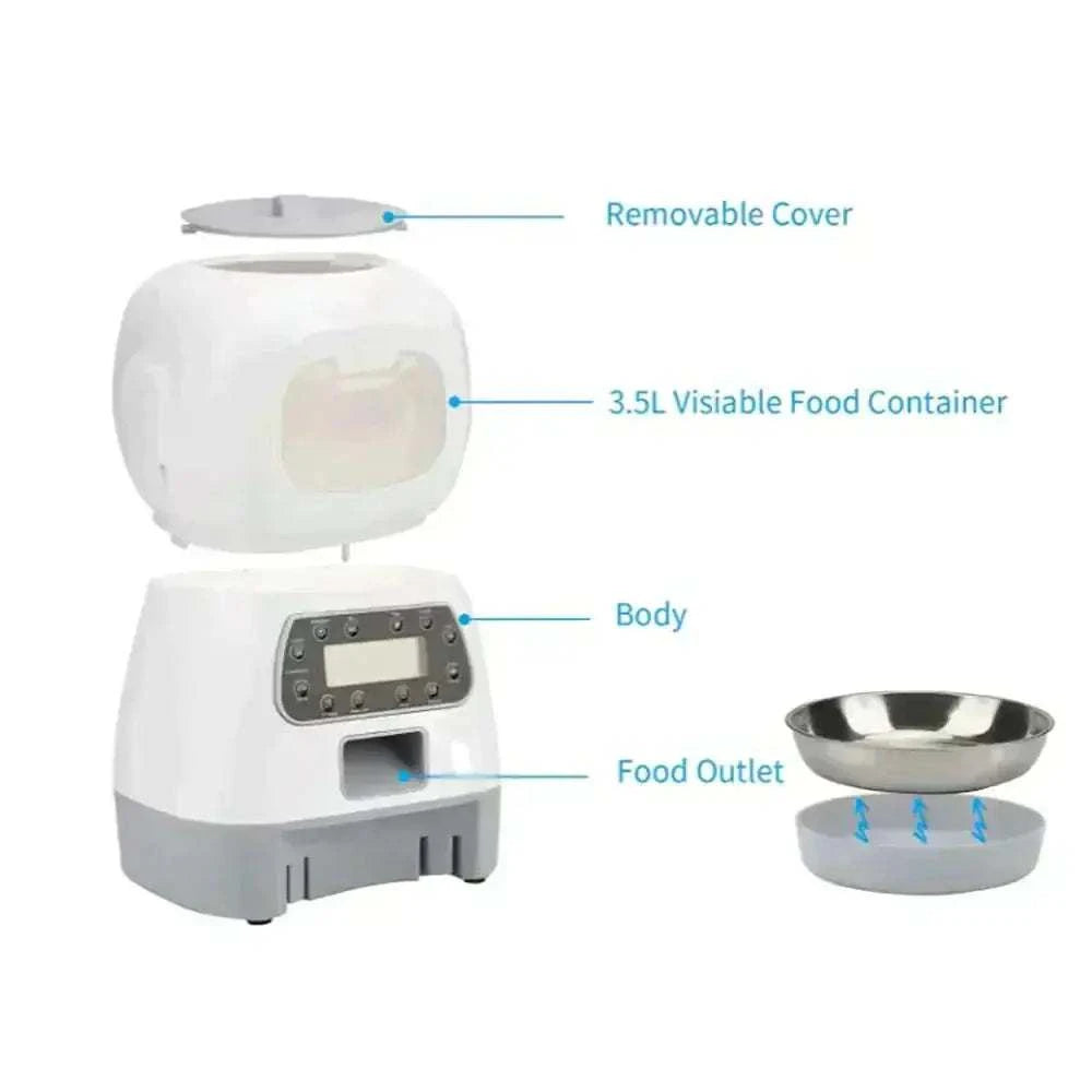 Automatic Pet FeederAutomatic Pet FeederPaws And PensWhy You Need an Automatic Pet Feeder
Now you can feed your pet on time even when you are not at home!

Flexible feeding time and quantity: The adjustable feeder can Paws and pens