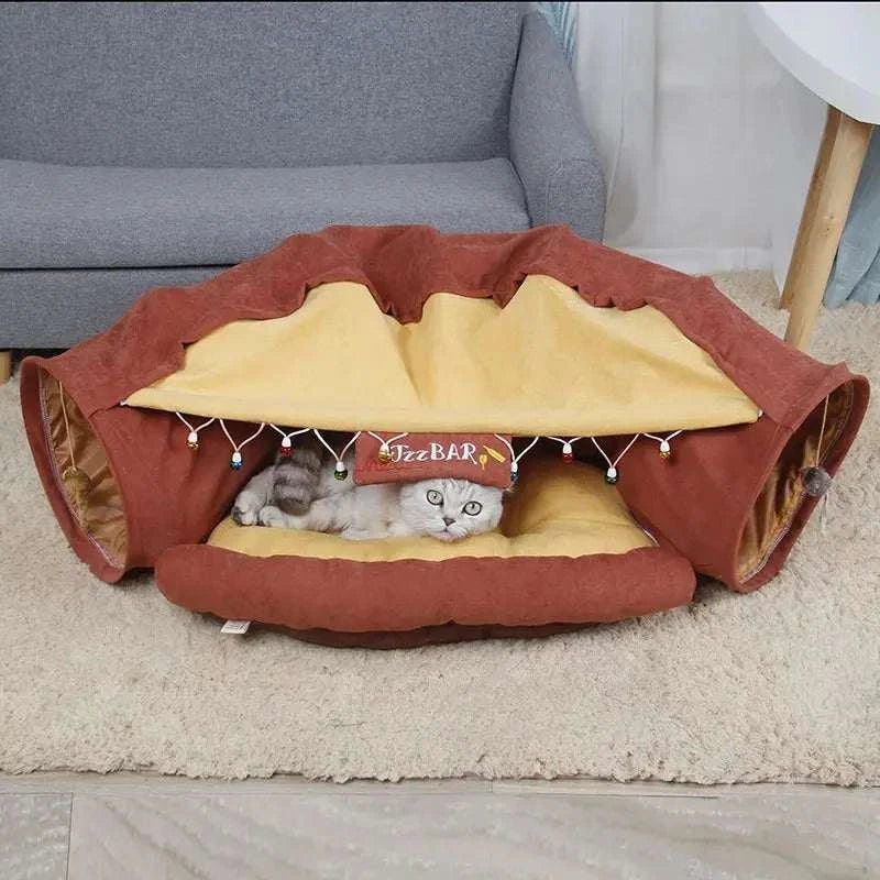 Cat Tunnel BedPetsCat Tunnel BedPaws And PensThere are three major things every cat loves: hiding, playing, and sleeping. Cat-centric companies have picked up on this fact too – that’s why products like cat cavPaws and pens