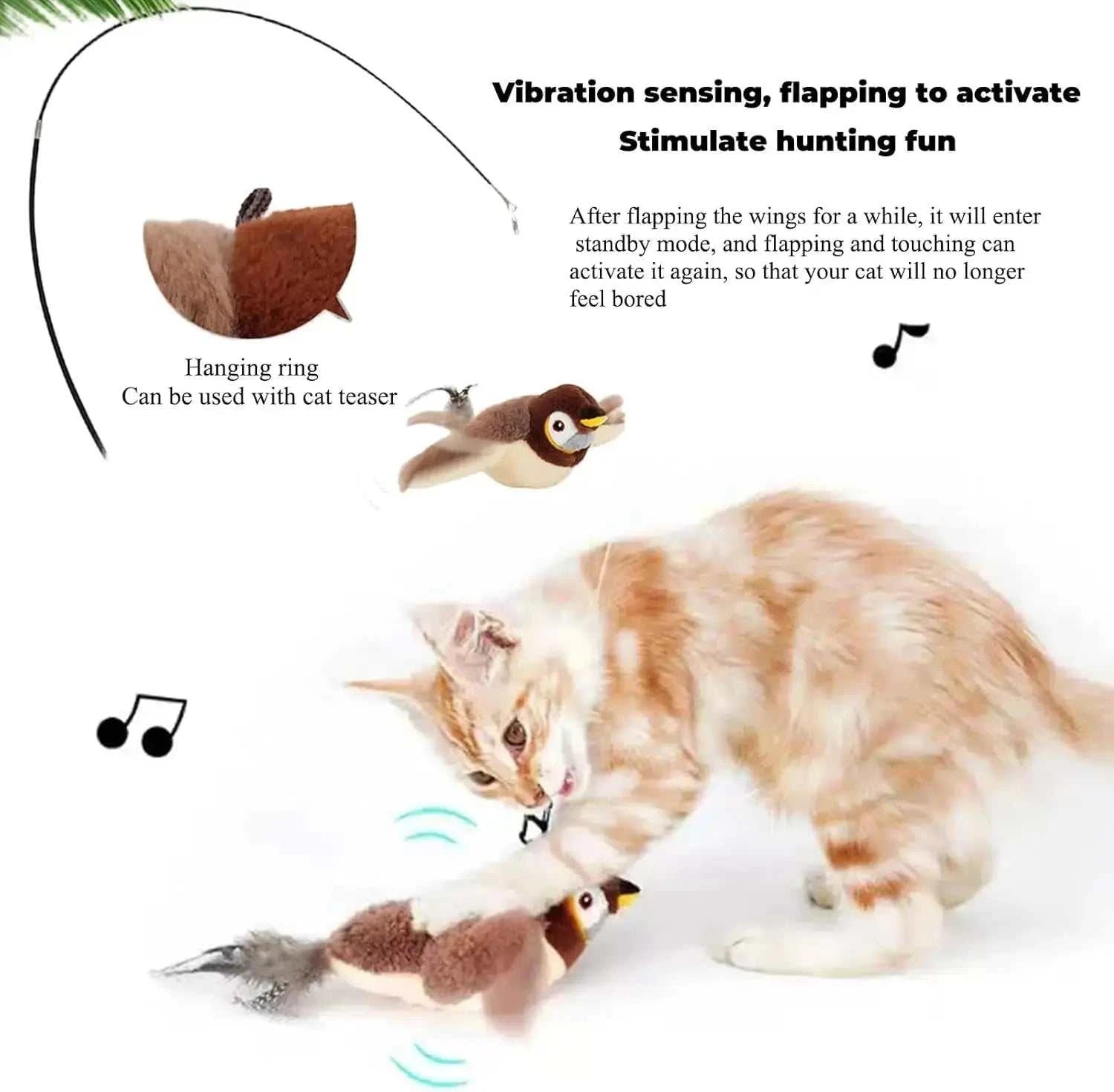 Chirping Flapping Bird Cat ToyChirping Flapping Bird ToyPaws And PensWhy Choose an Interactive Bird Cat Toy?
Keep your cat entertained with the Chirping Flapping Bird Toy – a realistic, interactive playtime companion that’s sure to spPaws And Pens