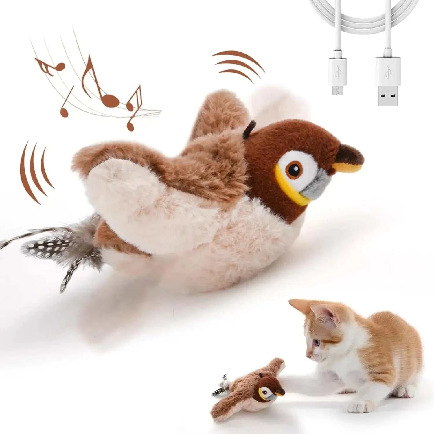 Chirping Flapping Bird Cat ToyChirping Flapping Bird ToyPaws And PensWhy Choose an Interactive Bird Cat Toy?
Keep your cat entertained with the Chirping Flapping Bird Toy – a realistic, interactive playtime companion that’s sure to spPaws And Pens