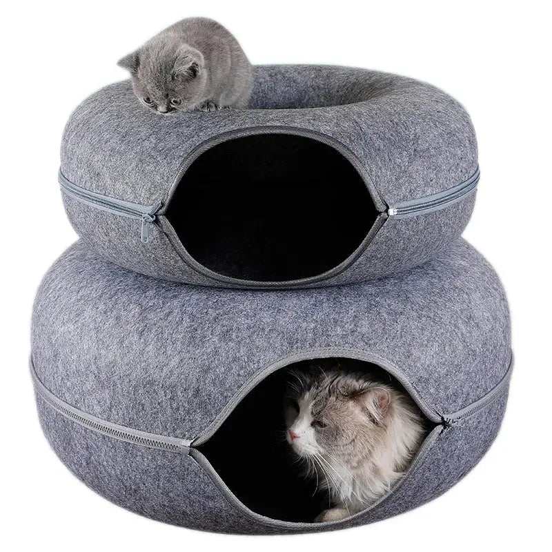 Donut Cat Tunnel BedDonut Cat Tunnel BedPaws And PensLooking for an amazing bed for your pets where they can also play?
Our Donut Cat Tunnel Bed is all that you need. It is a perfect combination of a toy tunnel and a cPaws and pens
