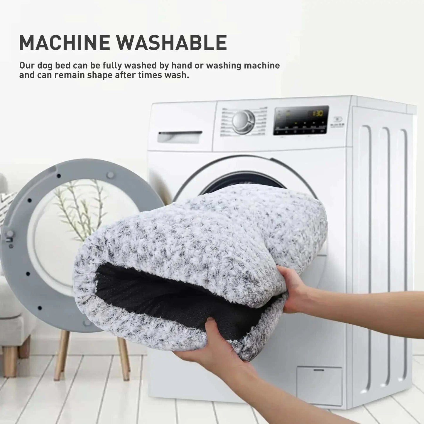 Washable Dog Bed Mattress Fluffy Calming Dog BedWashable Dog BedPaws And PensWhy Choose a Washable Dog Bed?
"Cozy, Fluffy, and Washable – The Ultimate Comfort for Your Dog!"

Luxurious Padding Support - Filled with 4" premium polypropylene fiPaws And Pens
